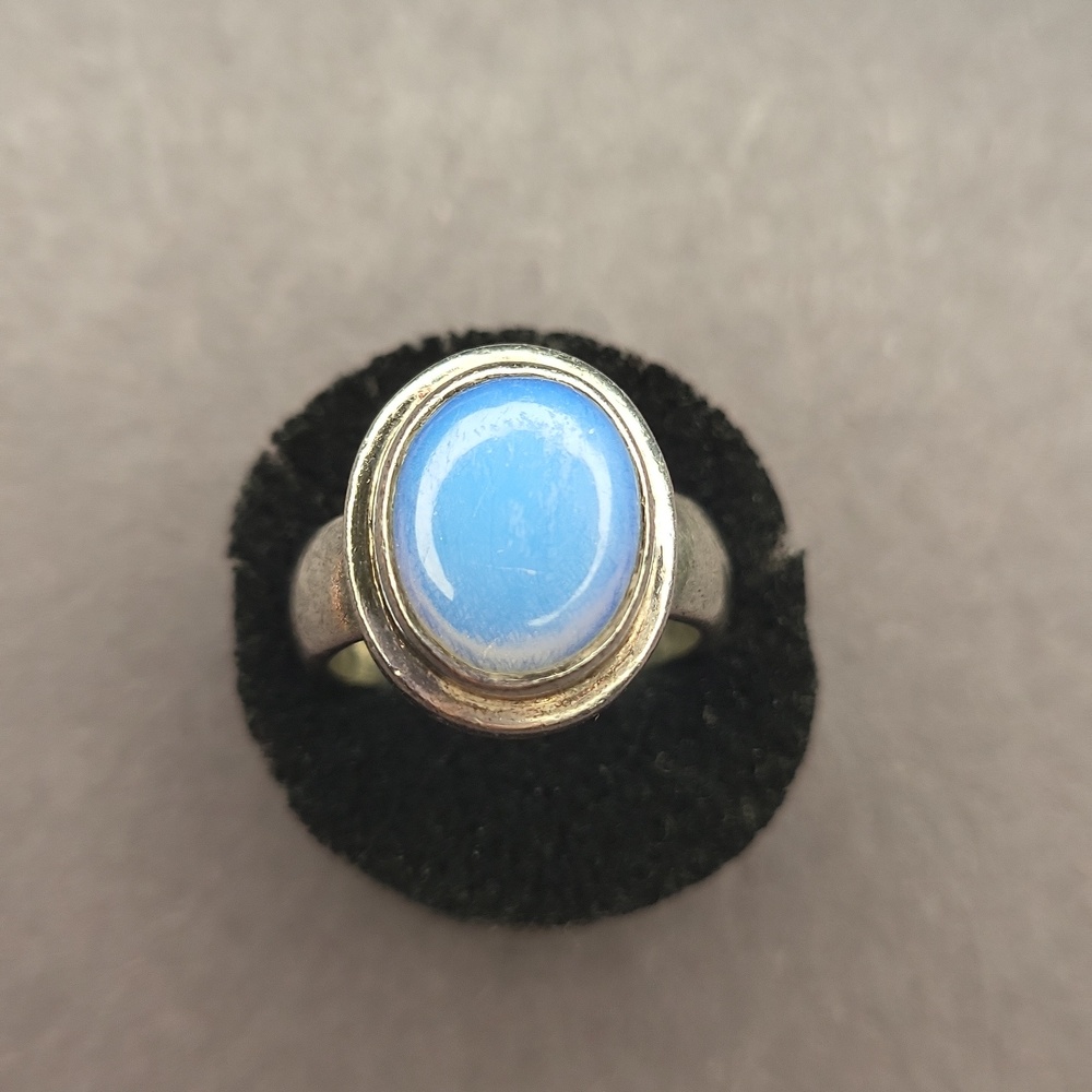 Blue Chalcedony Sterling Silver Ring with Classic Design